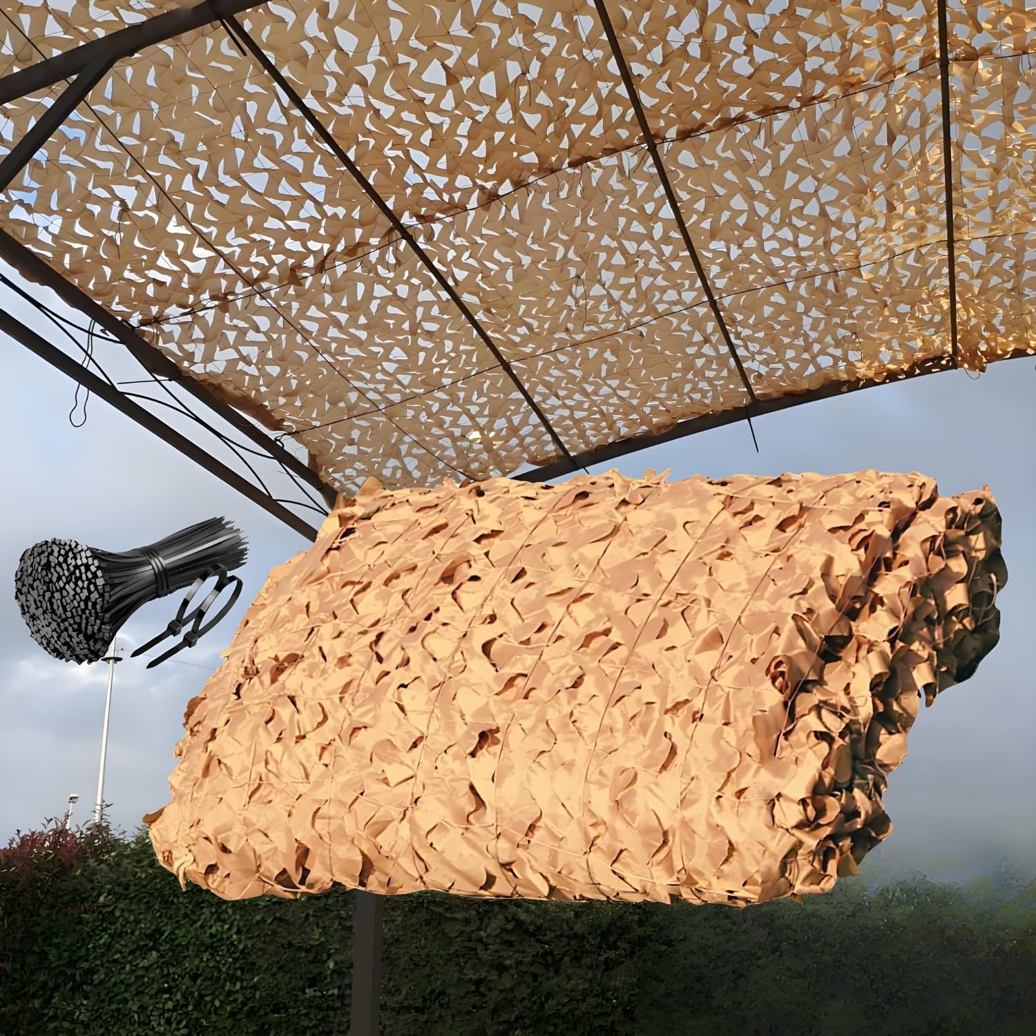 Genérico Red de Camuflaje Militar Reforzada 1.5m 2.5m 3.5m 4m 5m 6m 7m 8m 9m 10m Protección Solar Y Vela de Sombreado Anti-UV Terraza Pérgola Jardín Caza Airsoft Cortina Deco Resistente(3.5x5 M)