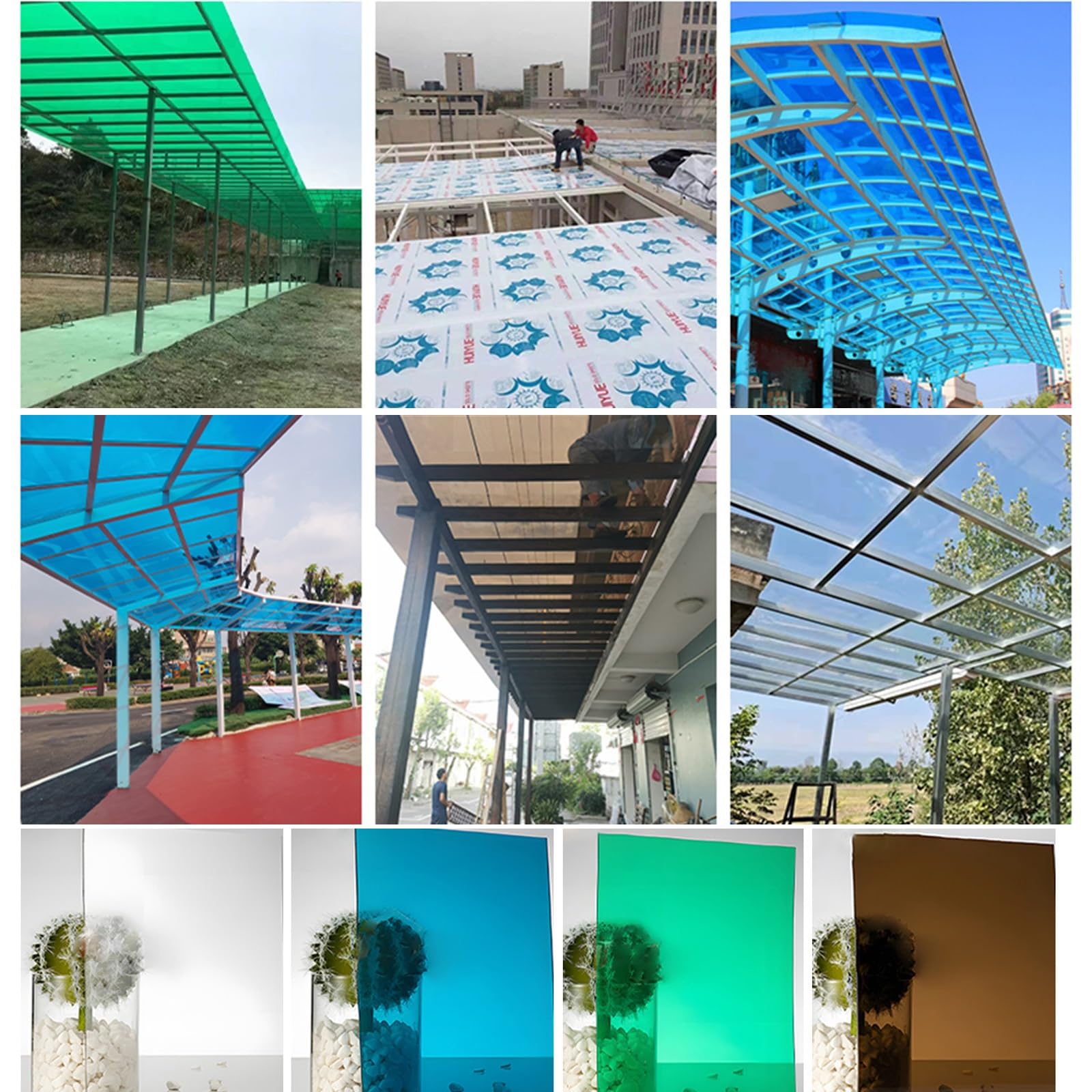 Policarbonato Placas Transparente,2MM Placa Duradera PC,Planchas Revestimiento de Repuesto for Invernadero(Green,0.6x1m/1.97x3.3ft)