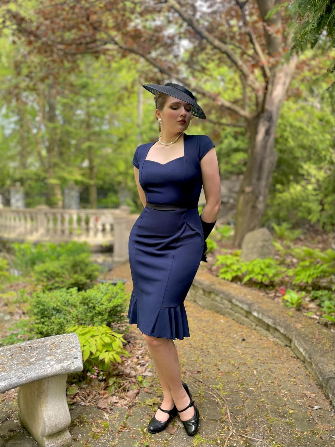 Miusol Women's Retro Square Neck Business Ruffle Hem Cocktail Dress - Image 5