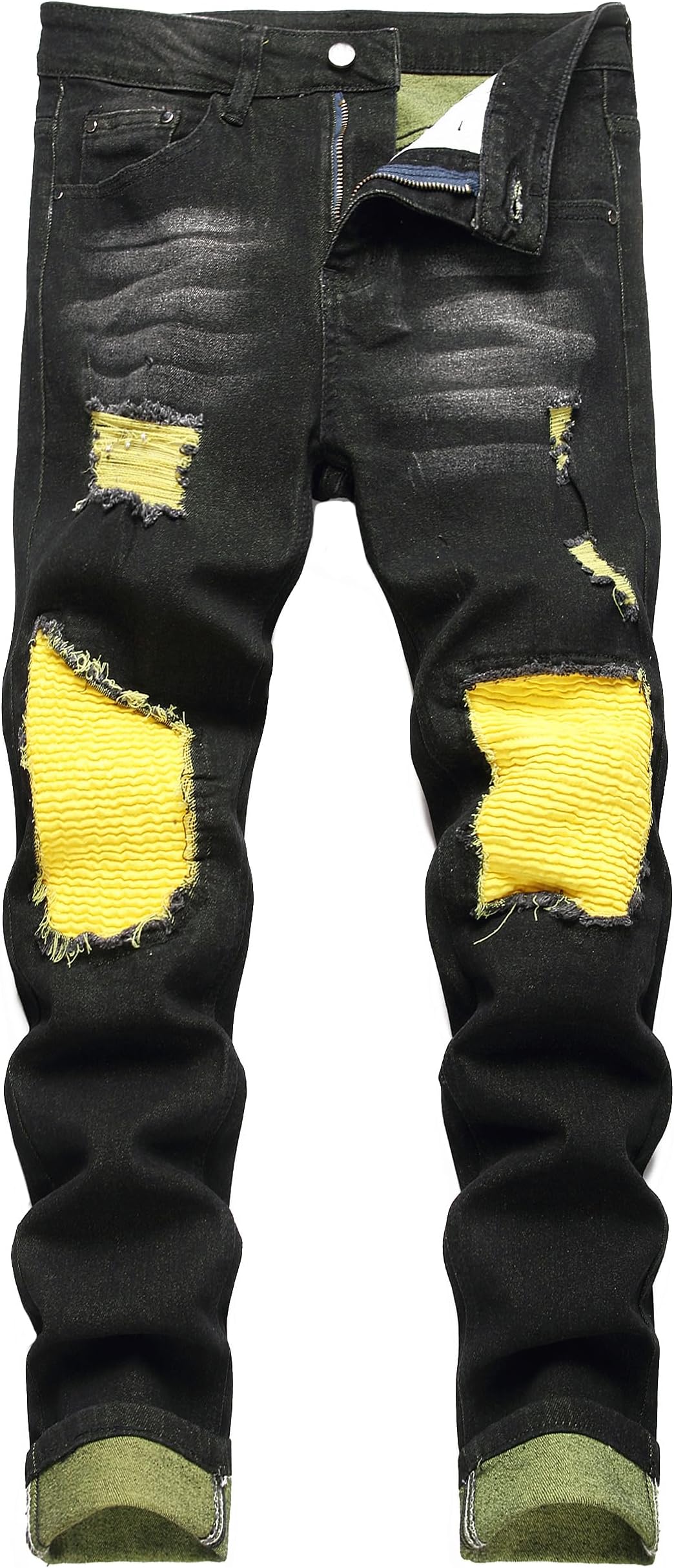 Men's Slim Fit Stretch Jeans Ripped Skinny Jeans for Men, Distressed Straight Leg Fashion Comfort Flex Waist Pants