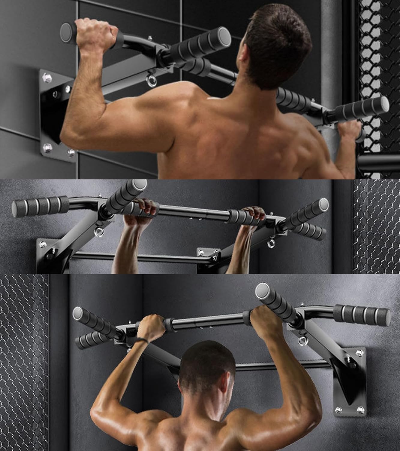 Barra fixa para flexões – Instalação com furadeira, equipamento de ginástica doméstico para exercícios físicos em ambientes fechados, barra para flexões para treinamento de força, alongamento da coluna vertebral e exercícios invertidos Barra fixa para flexões – Instalação com furadeira, equipamento de ginástica doméstico para exercícios físicos em ambientes fechados, barra para flexões para treinamento de força, alongamento da coluna vertebral e exercícios invertidos