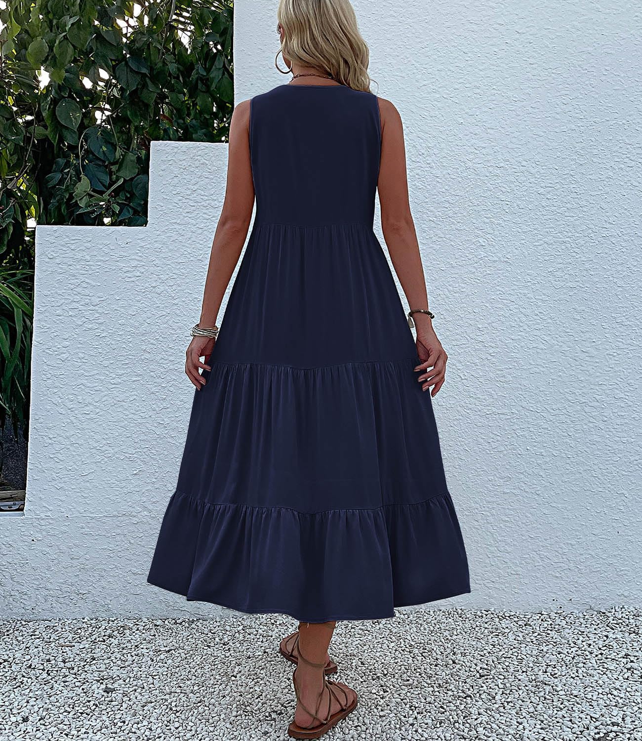 Summer Dress Women V Neck Sleeveless Long Dress Spring Summer Beach Dress for Women Lightweight Breathable image 5