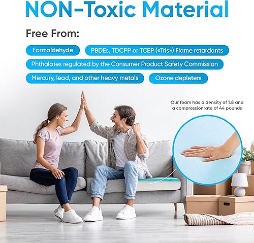 Miniatura 5 de AK TRADING CO. Cojín de repuesto cuadrado de espuma de memoria con gel refrescante de 24" de ancho x 24" de largo, de firmeza media - Cojín cuadrado