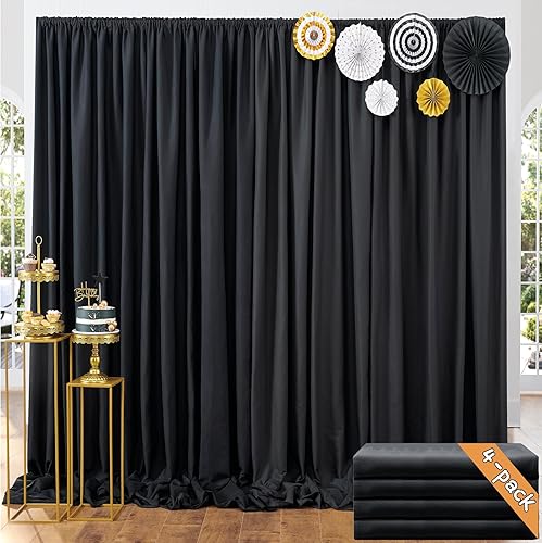 20ft x 10ft Thick Champagne Backdrop Curtains for Parties, 4 Panels 5ft x 10ft N
