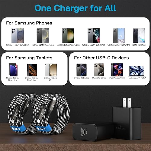 Miniatura 5 de 45W Super Fast Charger Type C, [2 Pack] 45 Watt USB-C Charger PD/PPS Wall Charging Block for Samsung Galaxy S25 Ultra/S25+/S25/S24/S23 Negro