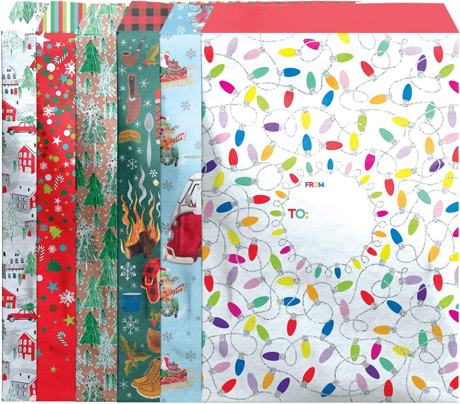 Jillson Roberts Large Christmas Decorative Foam Padded Mailing Envelopes, Red, Lime, White, Blue, Pink, Magenta, Yellow, Purple, Lavender, Brown, 12 Count