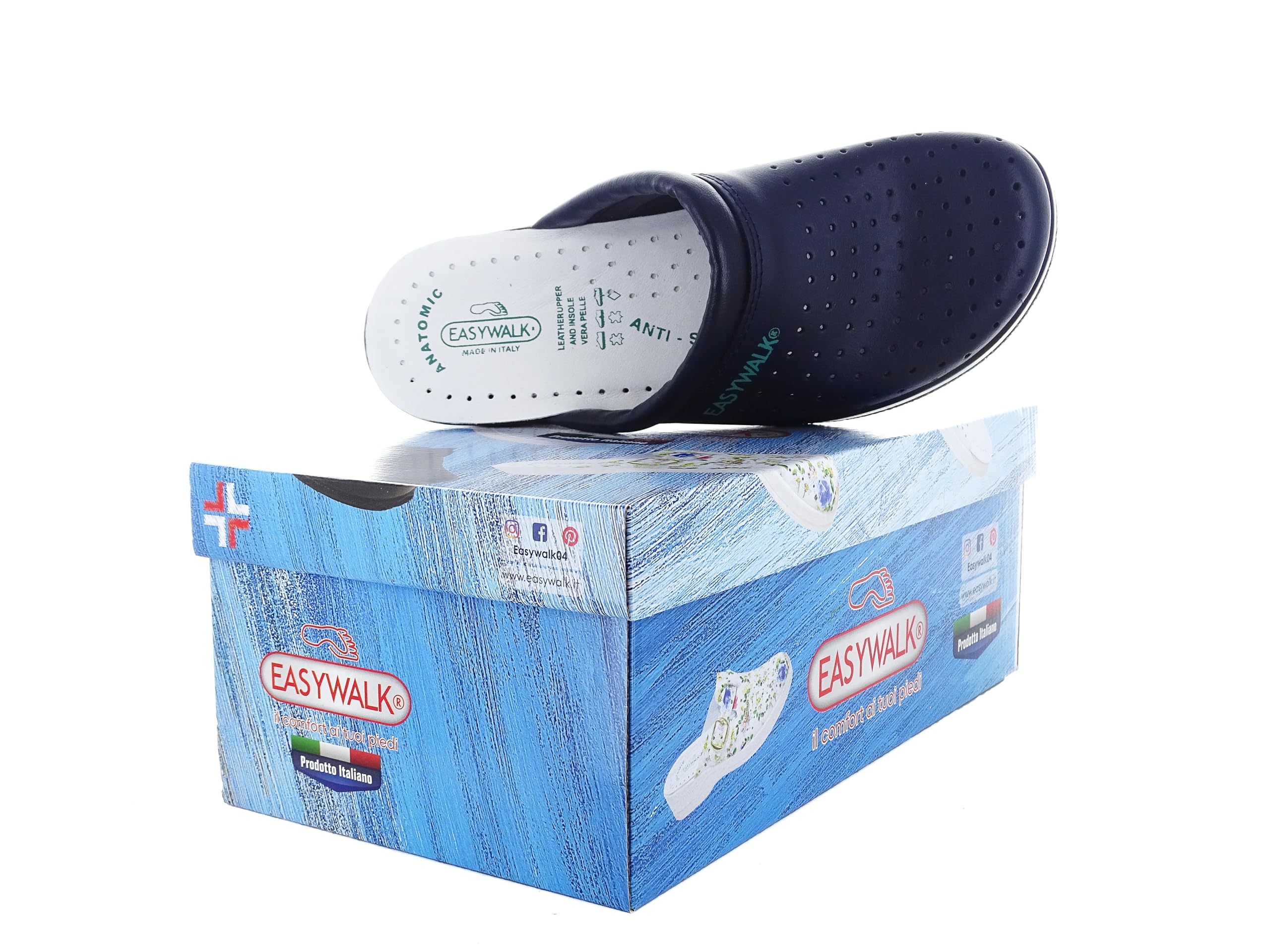 EASYWALK 210 Zuecos Mules Zapatillas Zapatos de Cuero, Mujer