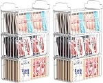 MSERCUOR Freezer Organizer Bins, 4 Pack Stackable Deep Chest Freezer Organizer Bins, Foldable Baskets with Handles, White Storage Container Baskets for 5/ 7 Cu.FT Sort Frezen Meats