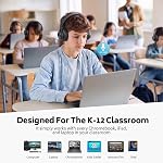 AILIHEN Headphones Wired 12-Pack Bulk for School Students Kids K-12 Classroom,Adjustable, Foldable, Over-Ear Headsets with Microphone HD Stereo Sound 3.5mm Jack for Chromebook, Laptop (Black)