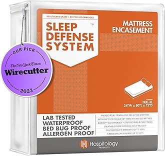 HOSPITOLOGY PRODUCTS Mattress Encasement - Zippered Bed Bug Dust Mite Proof Hypoallergenic - Sleep Defense System - Full XL - Waterproof - Stretchable - Standard 12" Depth - 54" W x 80" L
