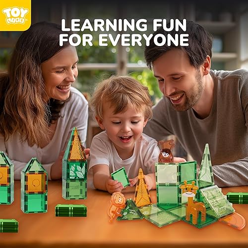 Miniatura 3 de TOY Life Azulejos magnéticos para niños pequeños de 3 a 5 años, 56 piezas de bloques magnéticos para niños de 4 a 8 años, bloques magnéticos,