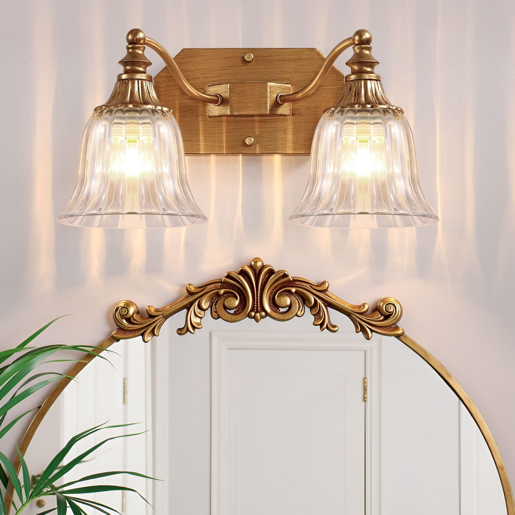 Photo 1 of DvmTeom 2-Light Crystal Glass Bathroom Vanity Light - Gold