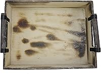 Vista 4 de Admired By Nature ABN5E109-NTRL - Bandeja de madera rústica para servir con asas, para servir como bandeja otomana, bandeja de mesa auxiliar