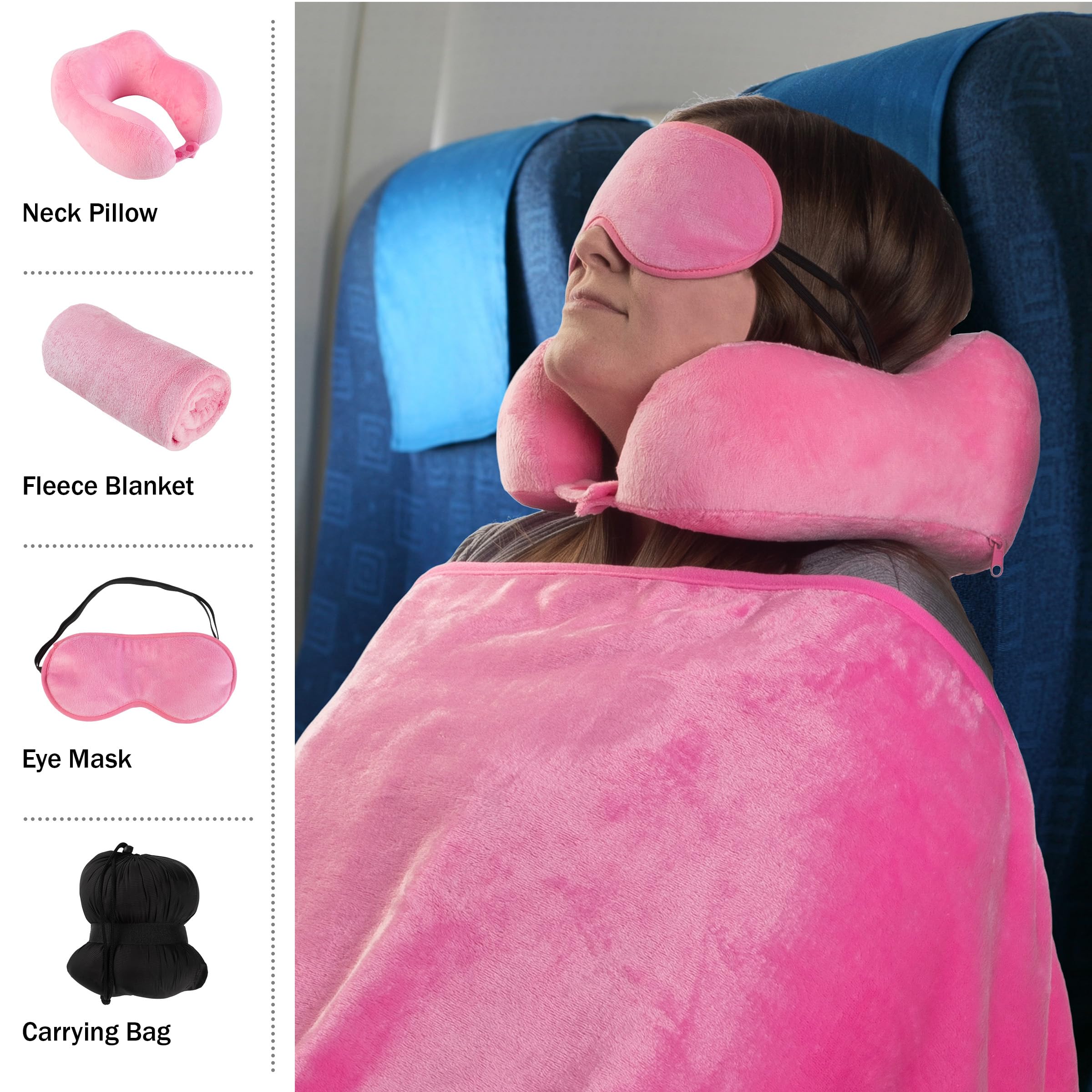 Amazon.com: Home-Complete Travel Pillow Set, Pink, 3-Piece-Set