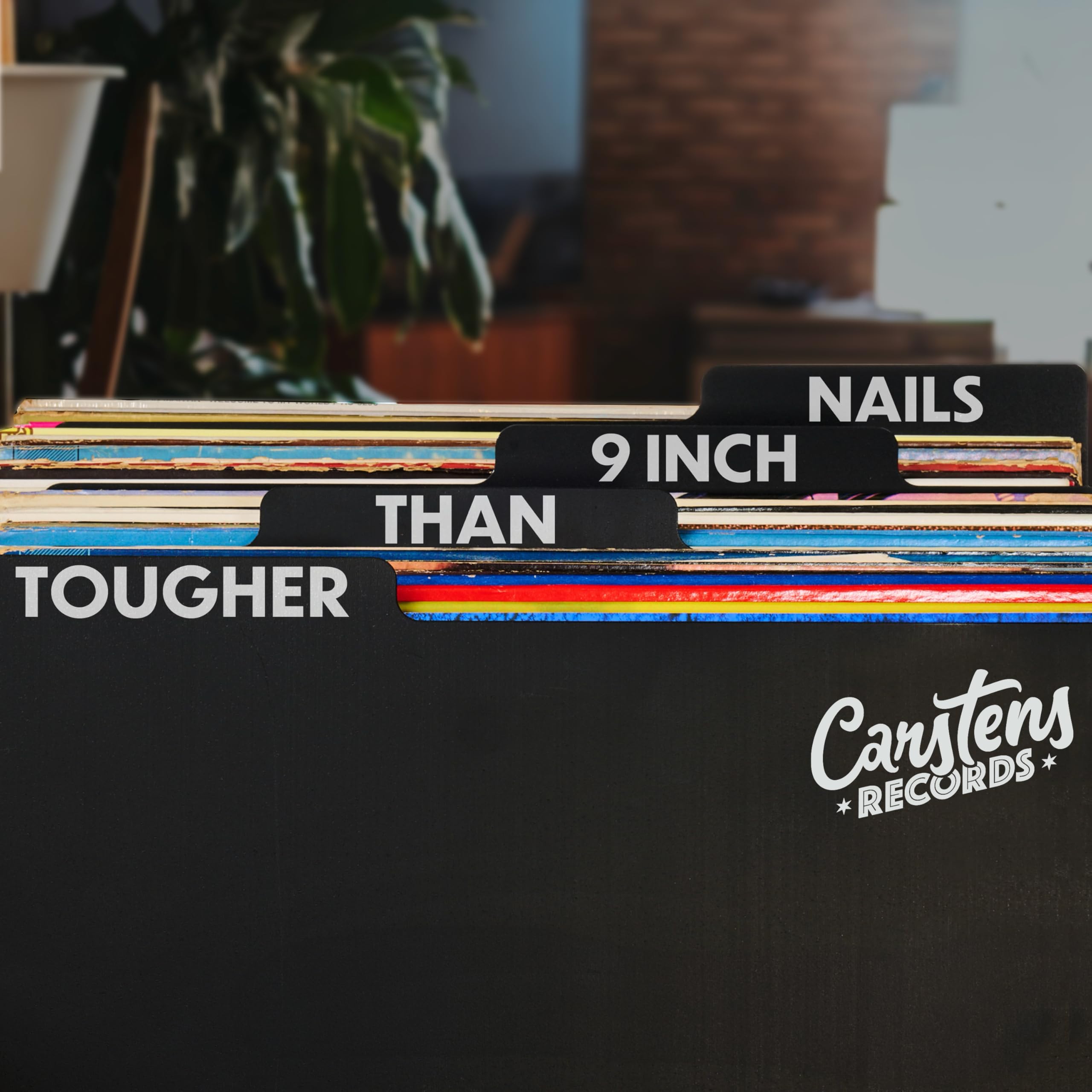 Carstens Records Separadores de álbumes de vinilo resistentes A-Z | Organizadores de 12 pulgadas con pestañas | Paquete de 26 negros | Fabricado en los Estados Unidos | para la mejor navegación