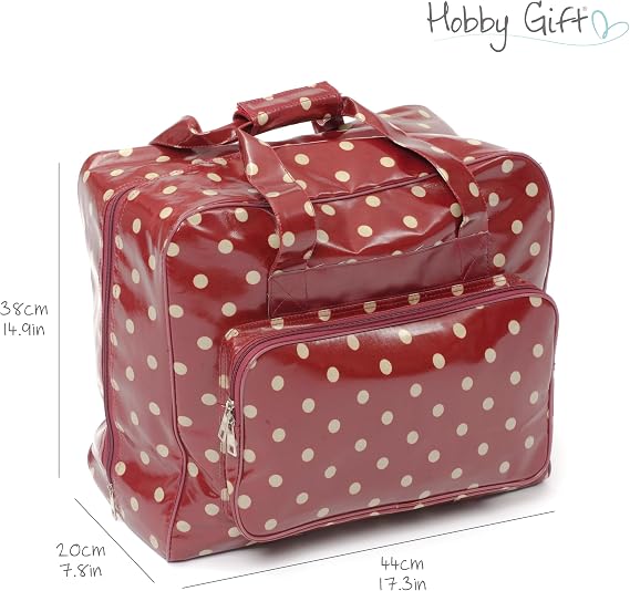 Hobby Gift MRB.003 PVC Sewing Machine Bag Polka, Cotton, Burgandy, 44x19x37 cm, Burgundy [Energy Class A]