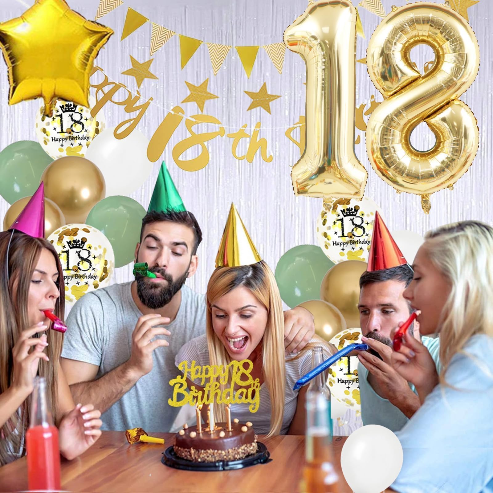 18th Birthday Decorations Party Supplies 18th Happy Birthday Banner Latex Confet 18th Birthday Decorations Party Supplies 18th Happy Birthday Banner Latex Confet