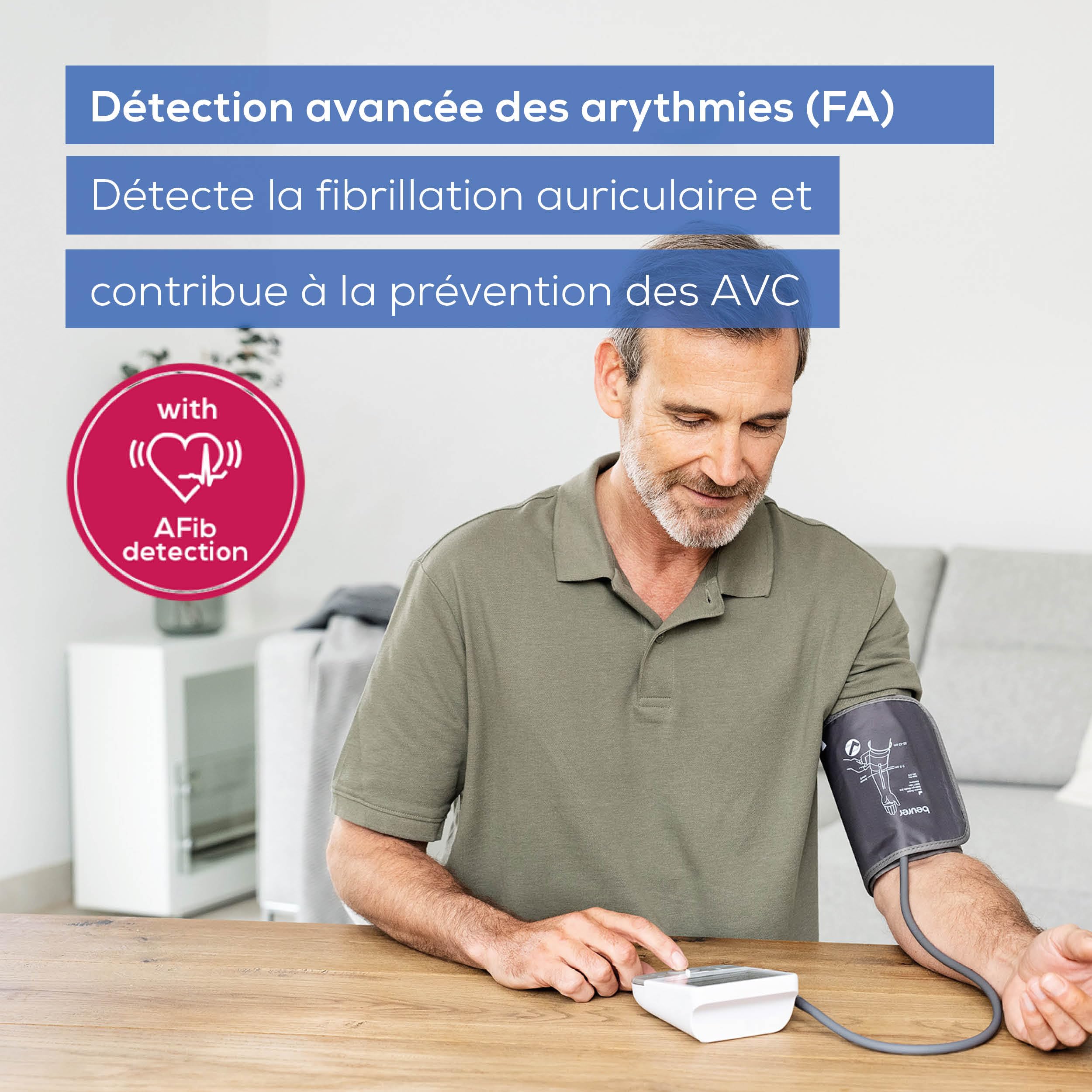 Beurer BM 53 Tensiomètre pour bras, fabriqué en Europe, cliniquement validé, détection fibrillation auriculaire, indicateur d
