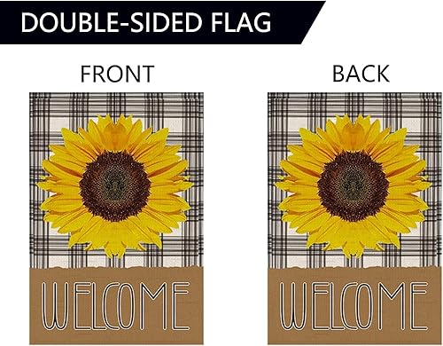 Miniatura 4 de Bandera de jardín de doble cara de 28 x 40 pulgadas  Bandera de jardín de girasol de primavera y verano  Banderas de arpillera grandes de temporada