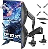 AVLT Dual 57 Inch Heavy Duty Stacking Monitor Arm Pole Top Mount With USB-C USB-A Ports-Black, Height Adjustable, Easy Install Top C-ClampGrommet With Reinforcement Plates, VESA Compatible 20010075