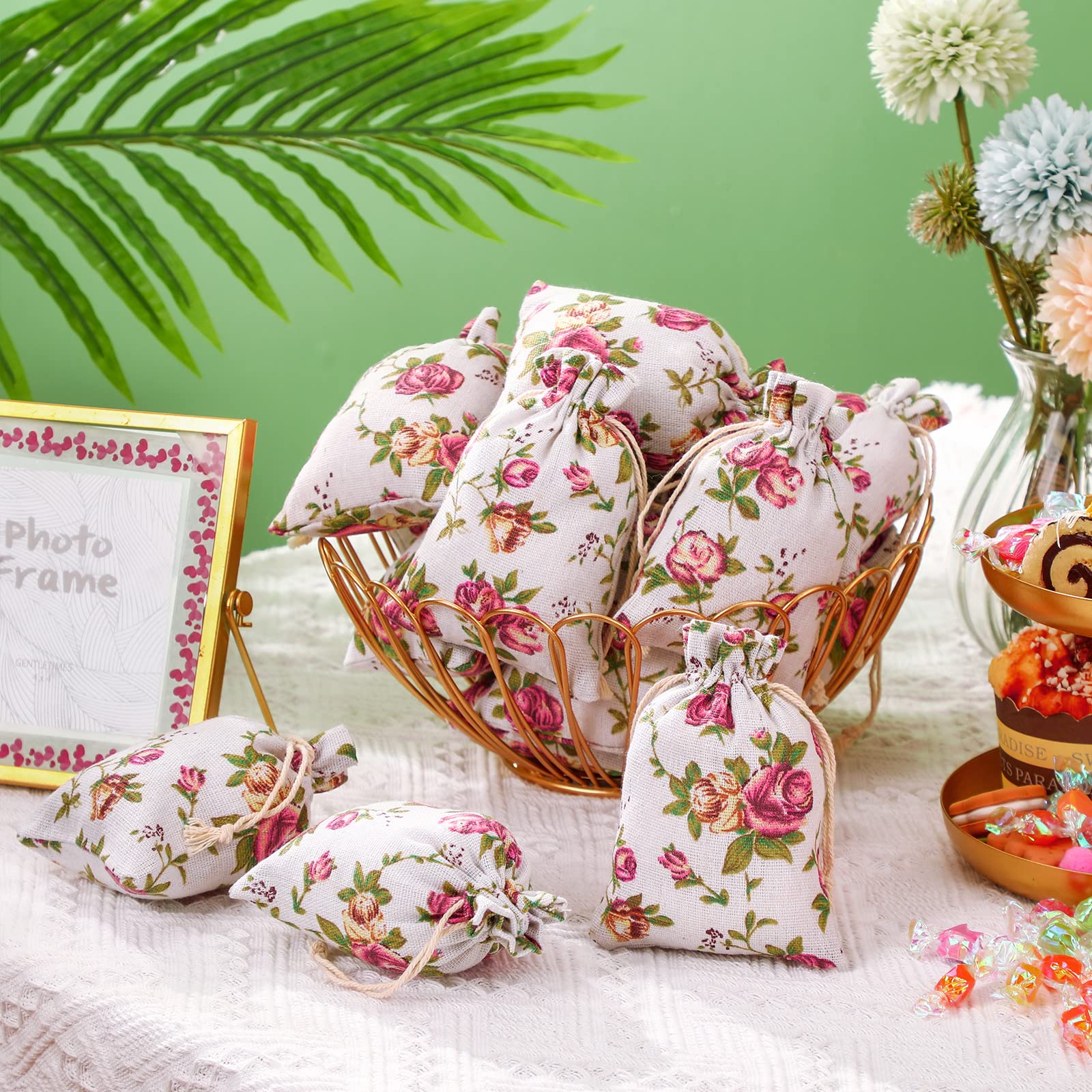 Pangda Sacchetti di piccole dimensioni con coulisse, 9,9 x 5,3 cm, in tela di lino, per gioielli, matrimoni, fai da te, feste, 100 pezzi