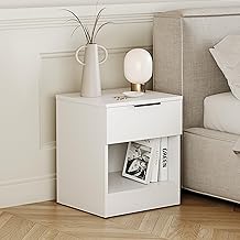 Vida Designs Trega 1 Drawer Bedside Cabinet White - Compact Space-Saving Nightstand - 41H x 39W x 28D cm - Engineered Wood - Smooth Glide Drawer, Modern Black Handle - Ideal for Bedroom & Guest Room
