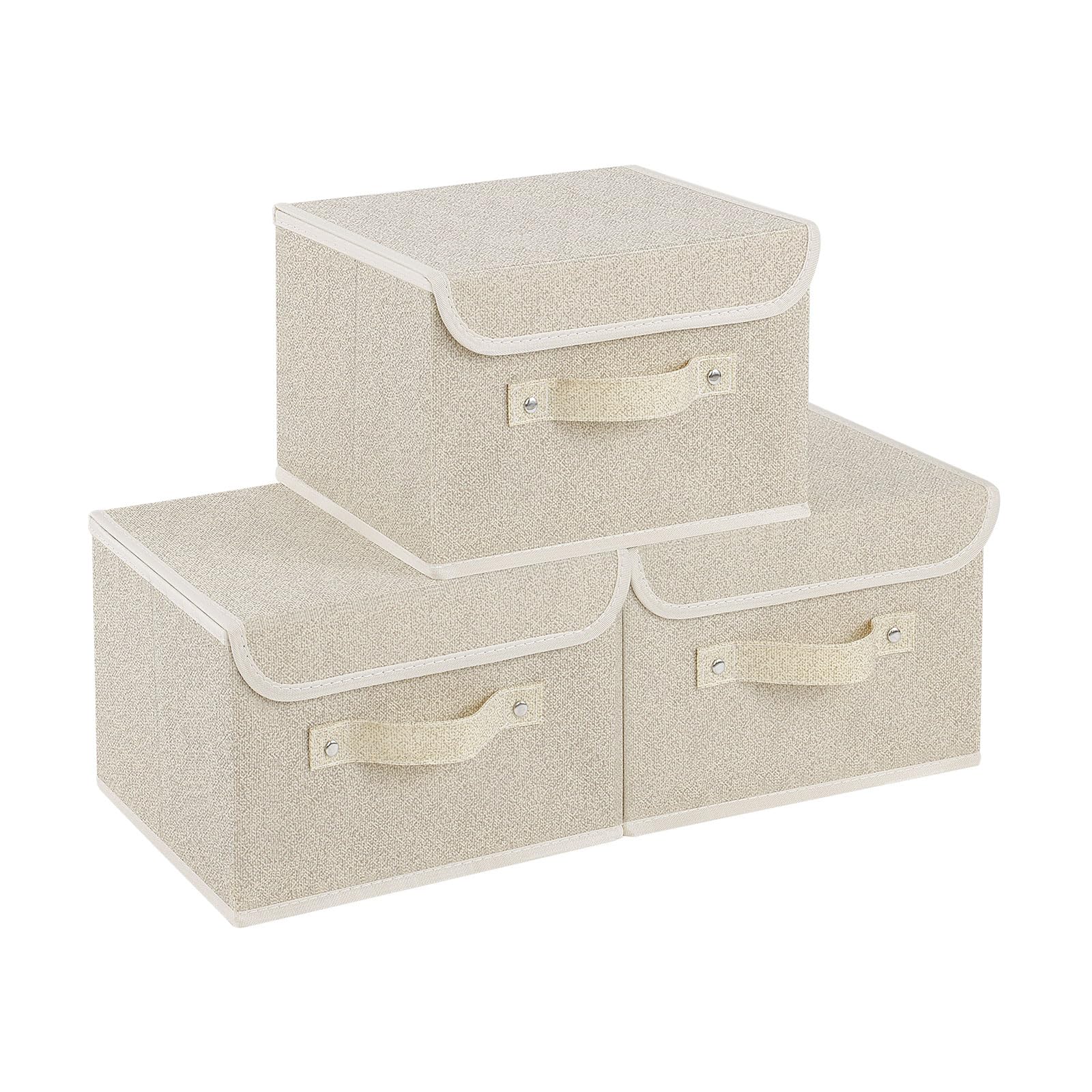 ENUMAIL Fabric Storage Boxes, Cube Organizers with Flip-Top Lid and Handles