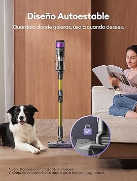 Ultenic U20 Aspiradora sin Cable 55Kpa/60Min, Cepillo Anti-Enredo Mejorado 2025, Aspirador Escoba con Brazo Flexible, Limpieza Ultraprofunda Bajo Muebles sin Agacharse (Oro y Morado)4