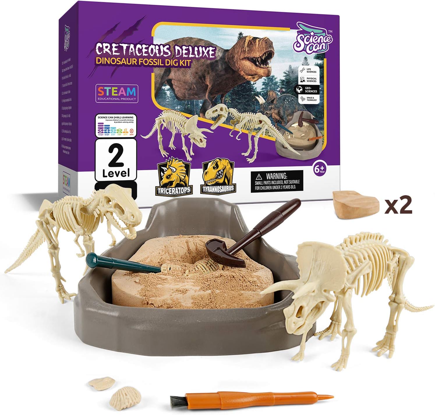 Science Can Dinosaur Digging Fossil Kit for Kids, Dinosaur Bones Excavation Kit, Science STEM Activities for Kids Dinosaur Toys for 8 Year Old Boys and Girls Gifts