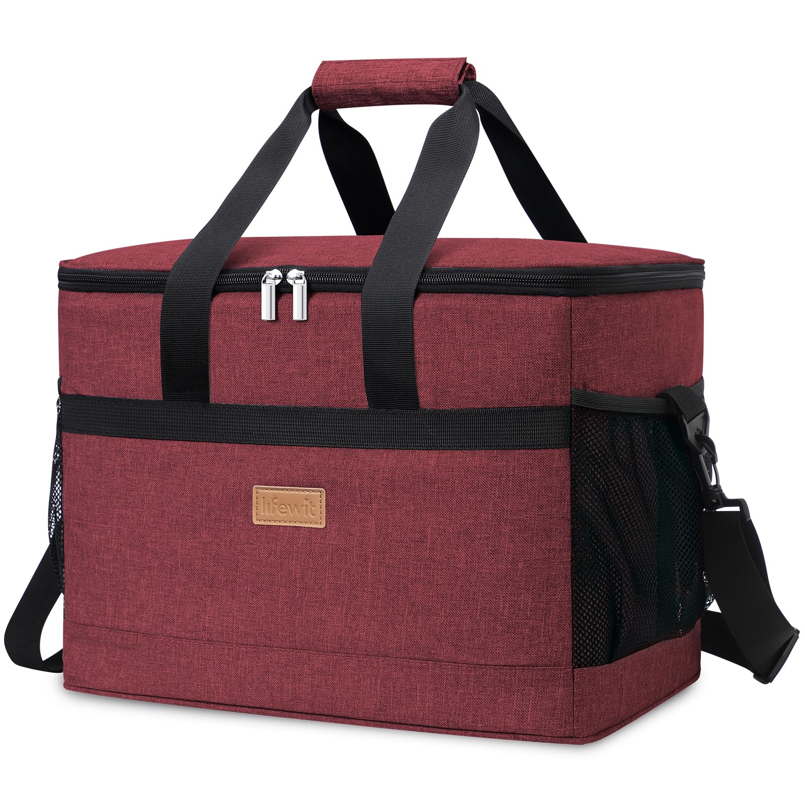 Lifewit Cooler Bag 50 Cans Collapsible and Insulated Large Lunch Bag Leakproof Soft Cooler Portable for Camping/BBQ/Family Outdoor Activities, Wine Red — image 1
