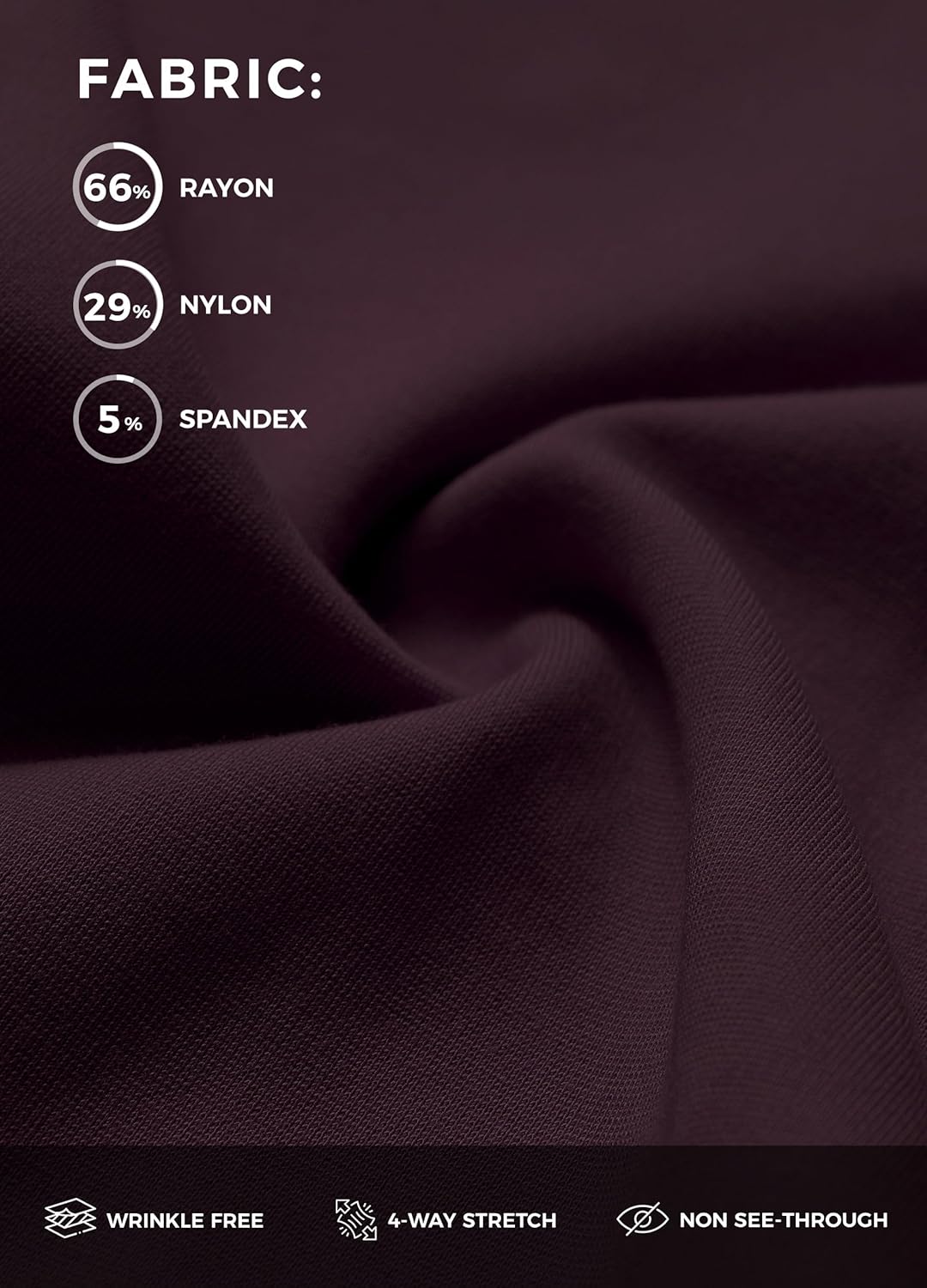 Willit Women's Wide Leg Dress Pants High Waisted Stretch Work Pants Office Business Casual Slacks Pockets Short Burgundy S - Image 5