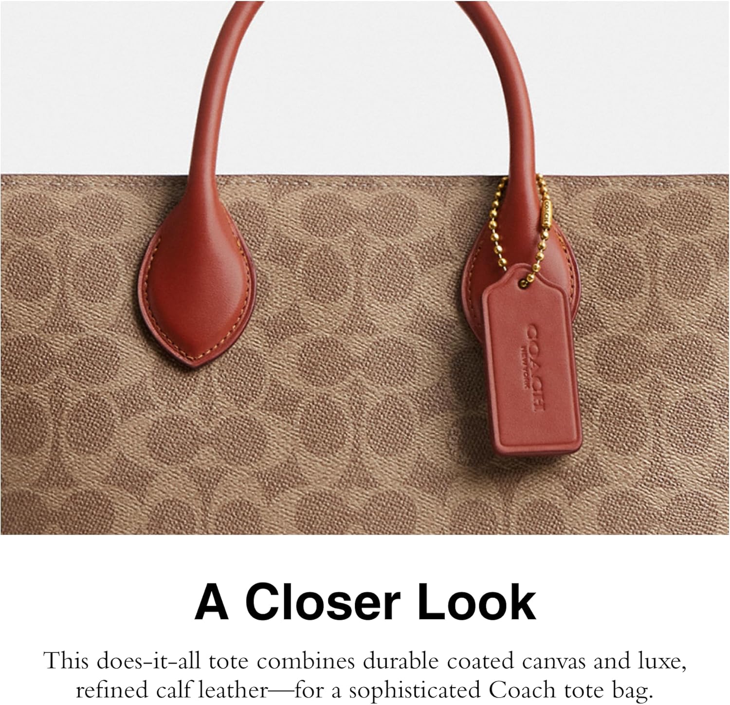 Coach Women's Signature Canvas Ace Tote 30, Tan Rust