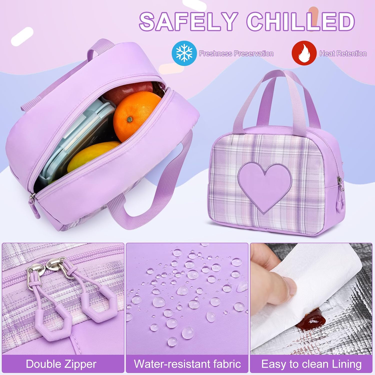 MOMUVO Backpack for Girls, Kids Backpack with Lunch Box, Bookbag for Girls Kindergarten Elementary Preschool Middle - Image 4