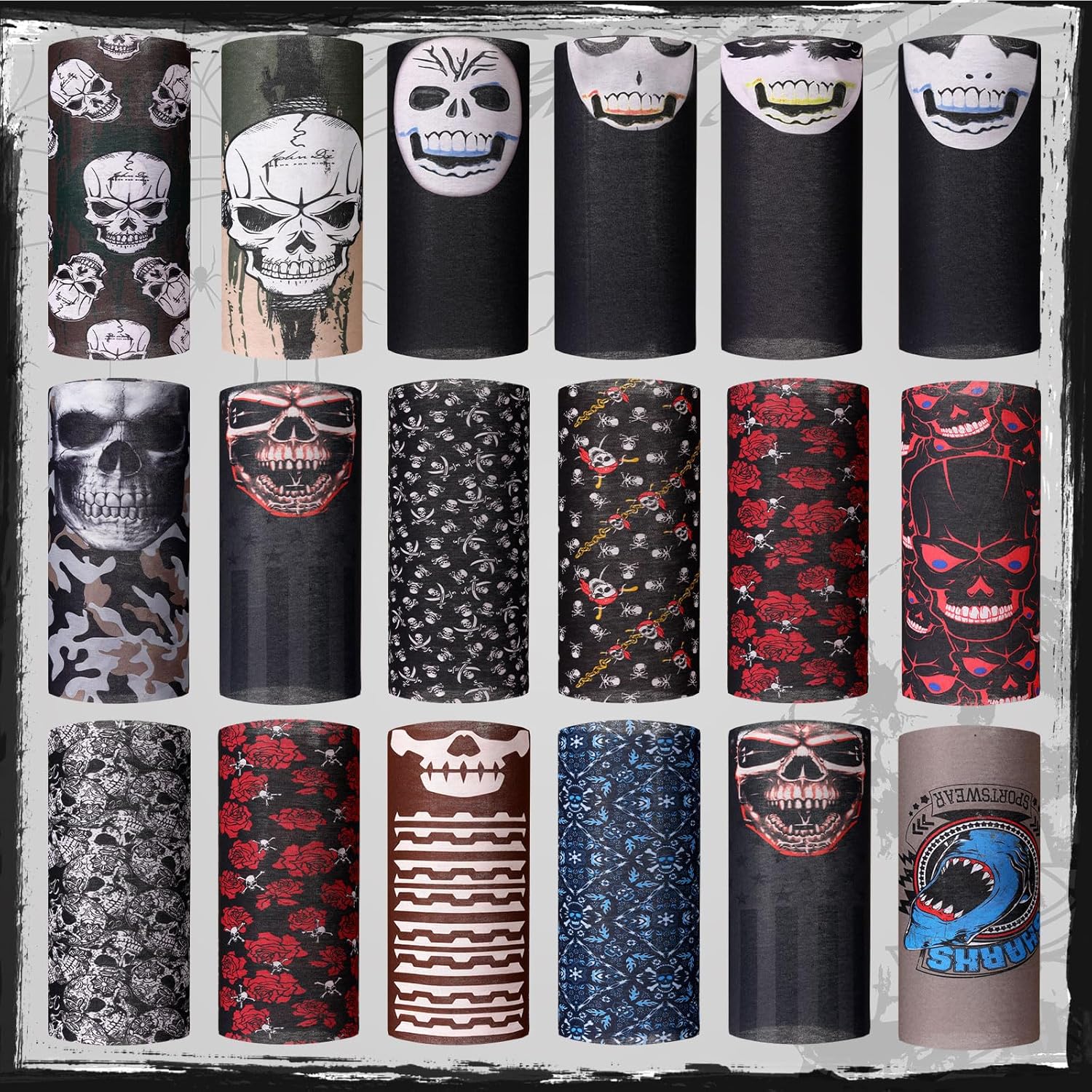 Tarpop 30 Pcs Skull Face Mask for Summer Work Halloween Motorcycle Neck Gaiter Bulk Seamless Headwear Balaclava Face Covers - Image 3