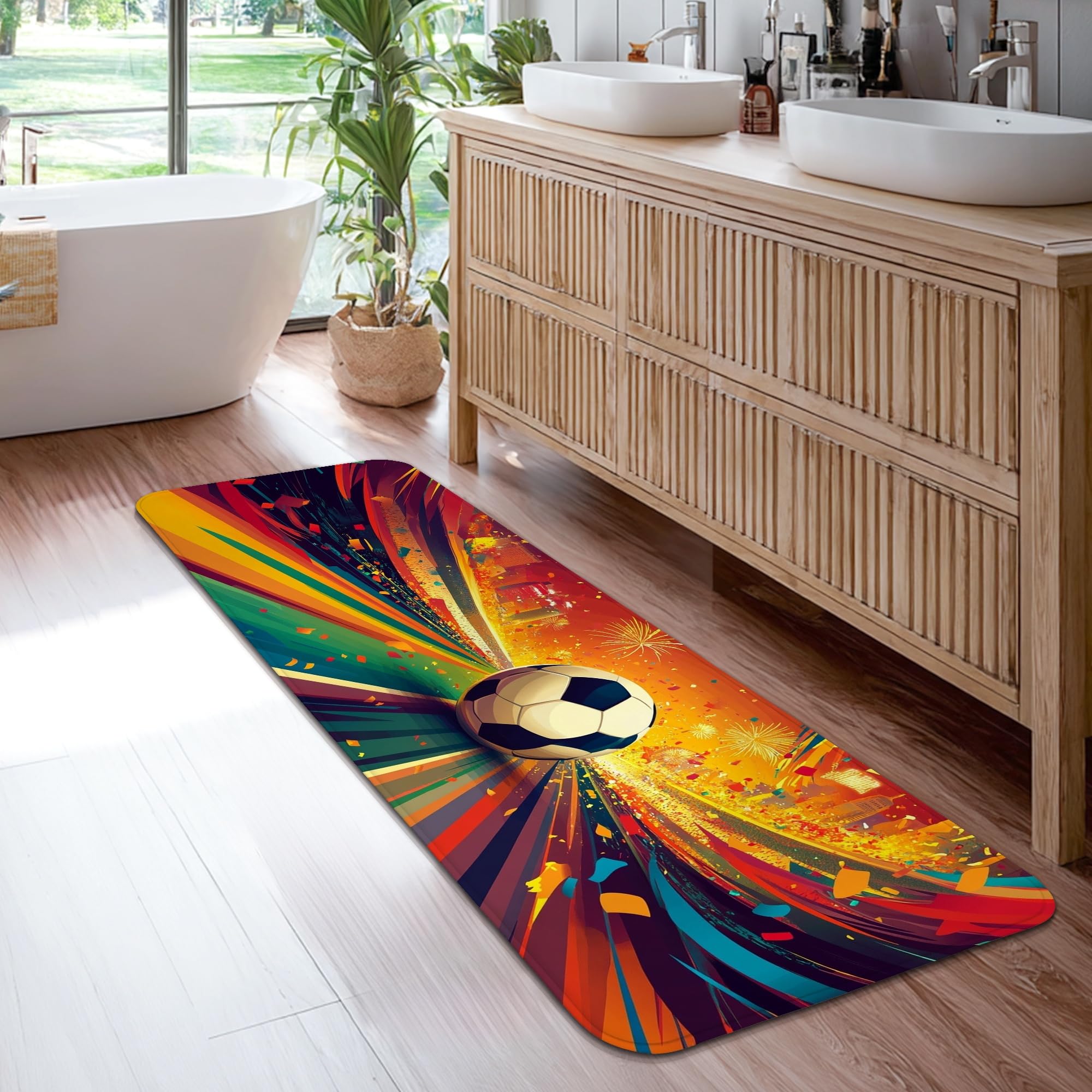 Tapis de couloir football orange pour protéger les sols passants