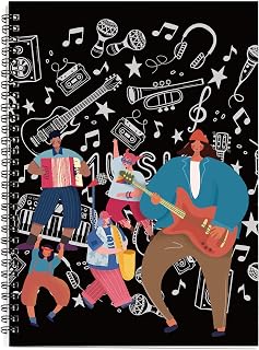MAXCURY Blank Sheet Music Composition Manuscript Staff Paper Art Music Notebook Black 100 Pages 26x19cm (Cartoon)