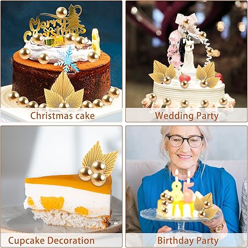 Miniatura 7 de 28 piezas de decoración de pastel de hojas de palma, 20 bolas de espuma, 8 piezas de insertos de hojas de palma de papel para baby shower, boda,