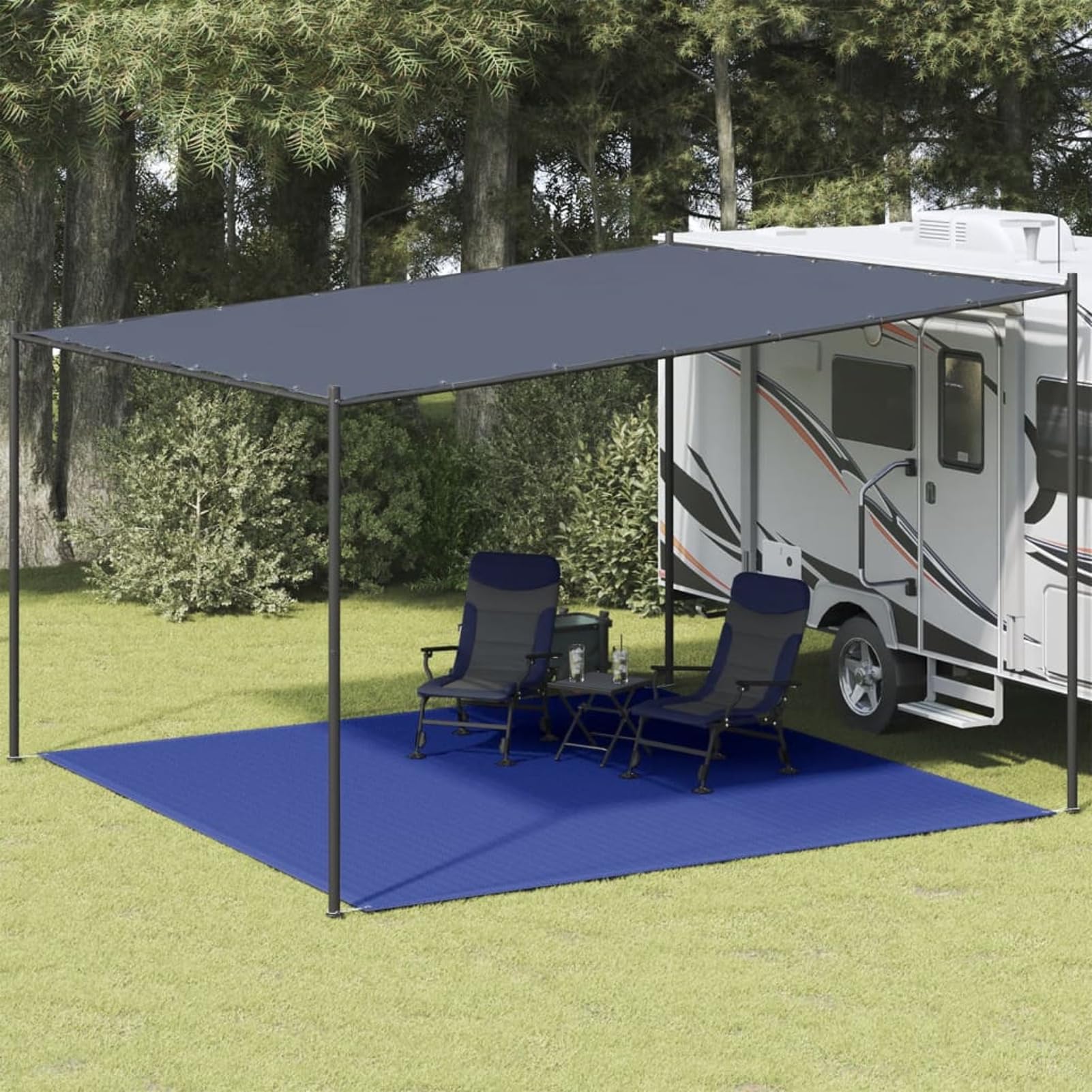 ShGaxin Mata namiotowa, podłoga namiotowa, plandeka kempingowa, plandeka kempingowa, markiza kempingowa, akcesoria do kamperów, HDPE niebieski 400x400 cm