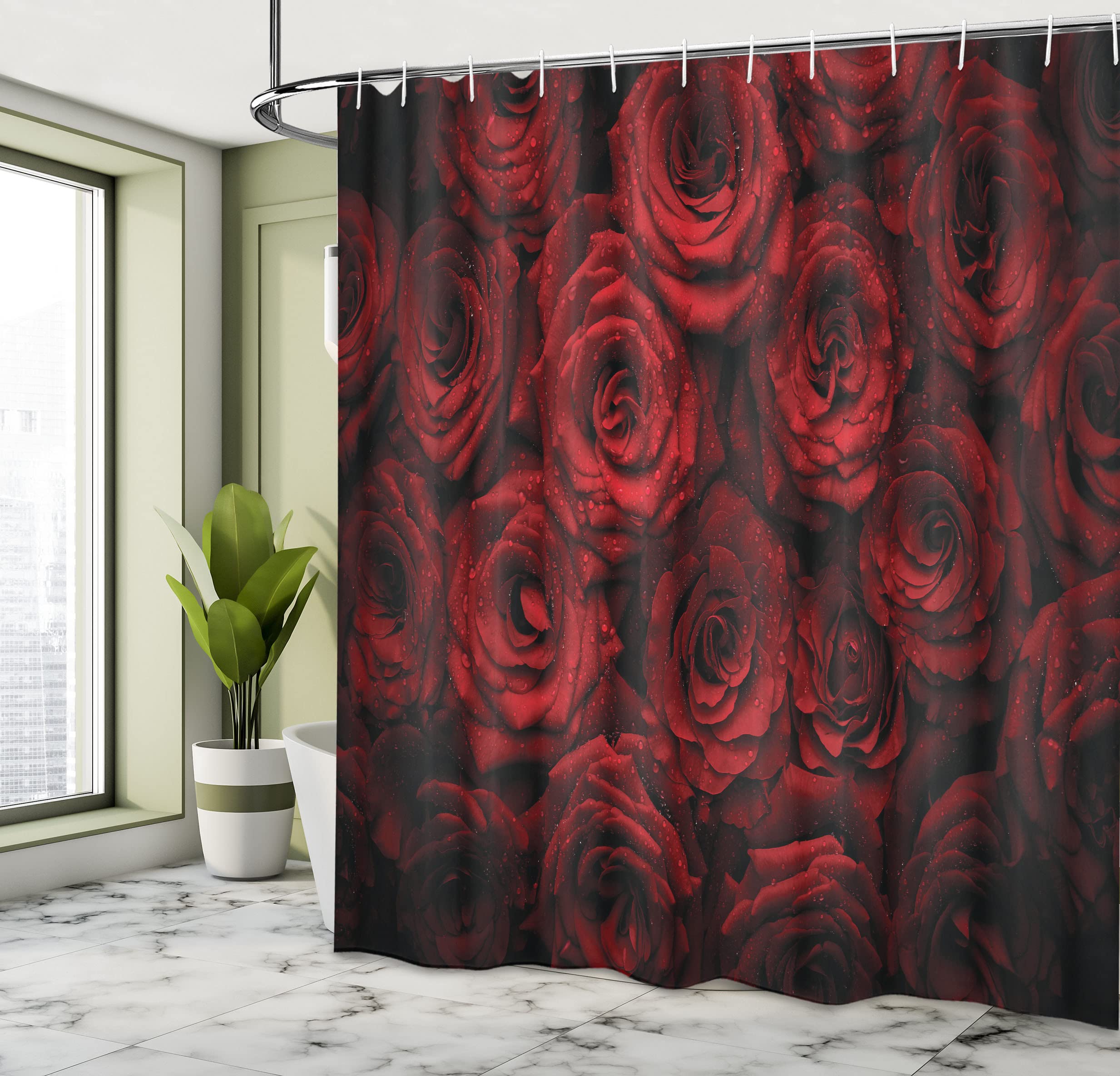 EVRCVAR Duschvorhang – Retro Schwarze Katze Mit Blumenmuster, 178x178 Cm, Mit Haken, Für Bad & Dekoration