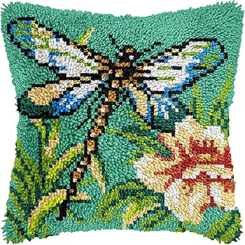 Latch Hook Kits for Adults, Creative Animal Latch Hook Pillow Case Kits DIY Needlework Pillow Cover, Embroidery Cushion Cover Kit Rug Making Kit for Beginners Bedroom Sofa Cushion Decoration Green