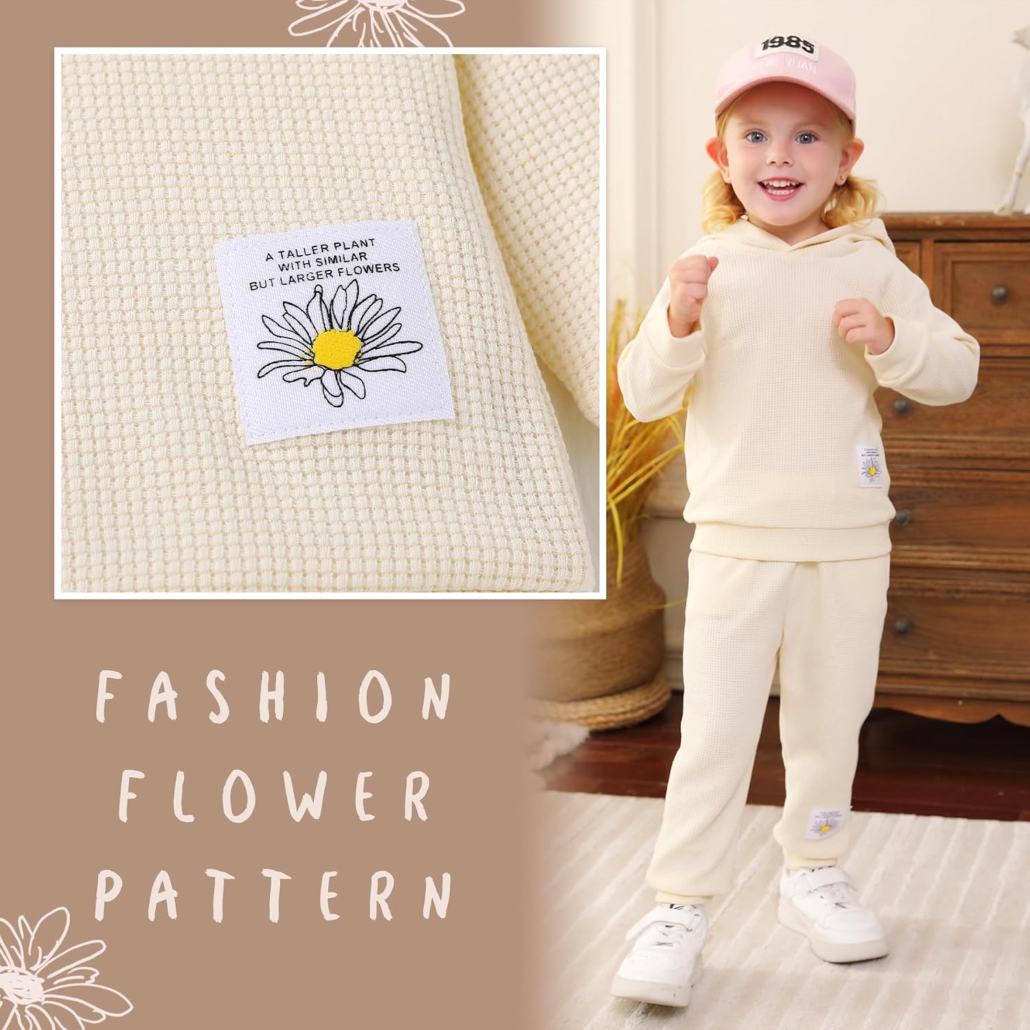 YOUNGER TREE Toddler Baby Girl Waffle Knit Sweatsuit Set Fall Winter Outfit image 4