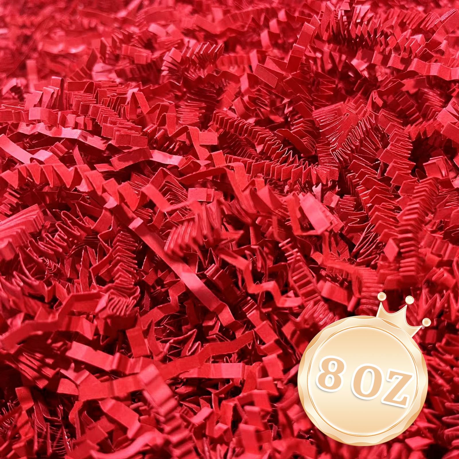 Zankubom 1/2LB Red Crinkle Cut Paper Shred Filler Great for Gift Wrapping, Red Basket Fillers, Birthday, Gift Wrapping, Halloween, Christmas, Wedding Party Decor Filling Supplies