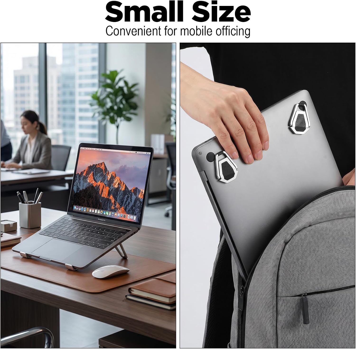 Laptop Feet, 2 Pcs Portable Zinc Alloy Small Laptop Stand | With 1 Pair Silicone Pads And Replacement Self-Adhesive Pads,Ergonomic Anti-Slip Cooling Keyboard Lifter for 12-20 In Laptops