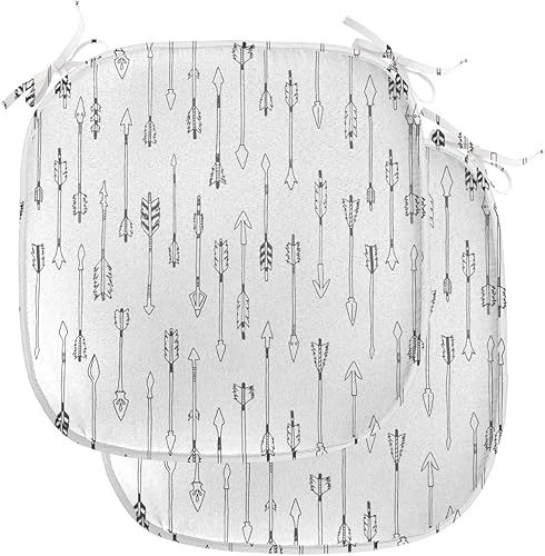 Vista 398 de Lunarable Orient - Juego de 6 cojines de asiento para silla, diseño de estrellas marroquíes, espirales y curvas abstractas, ilustración oriental