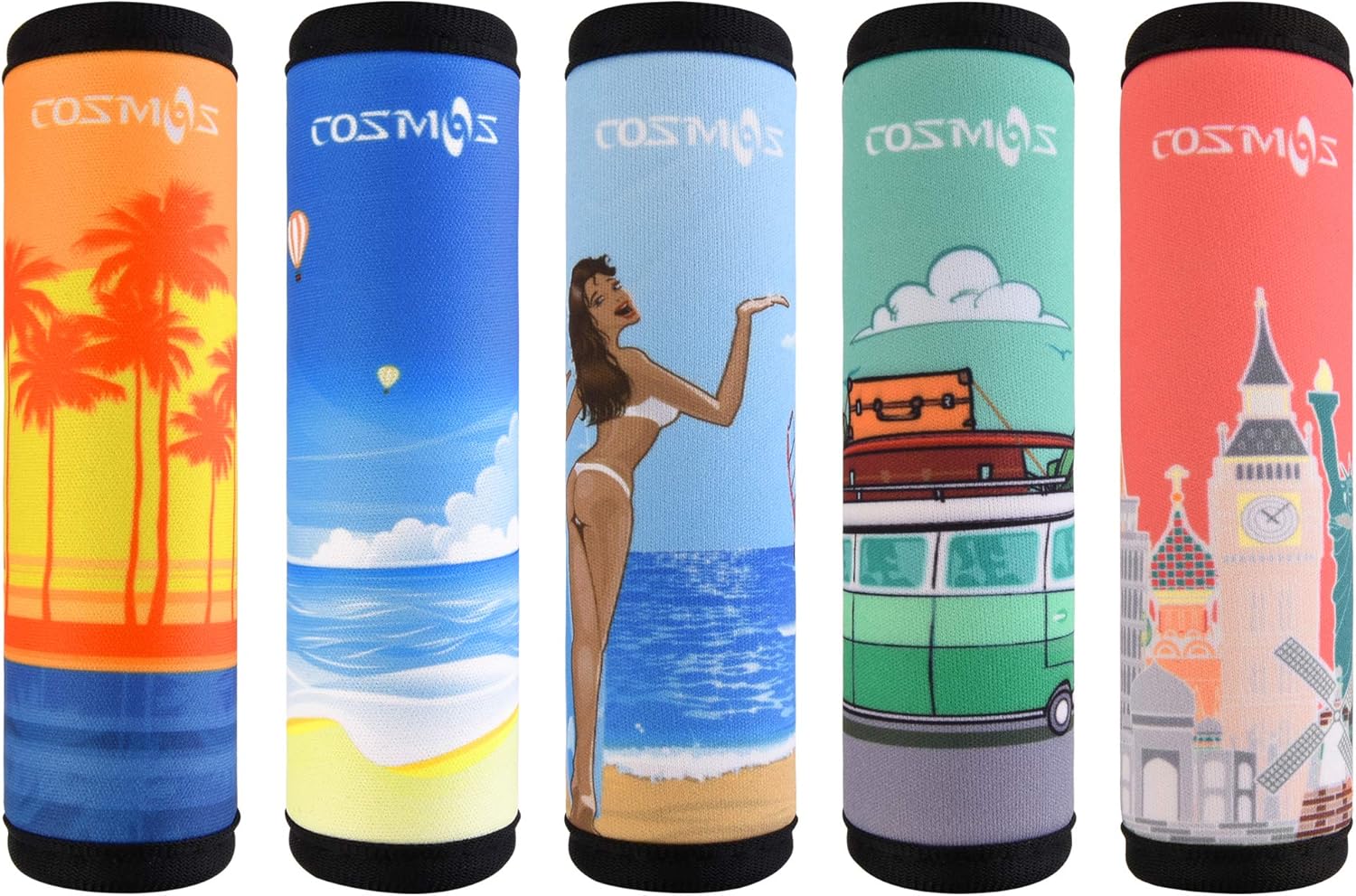 CM Pack of 5 Neoprene Luggage Handle Wrap/Handle Grip/Luggage