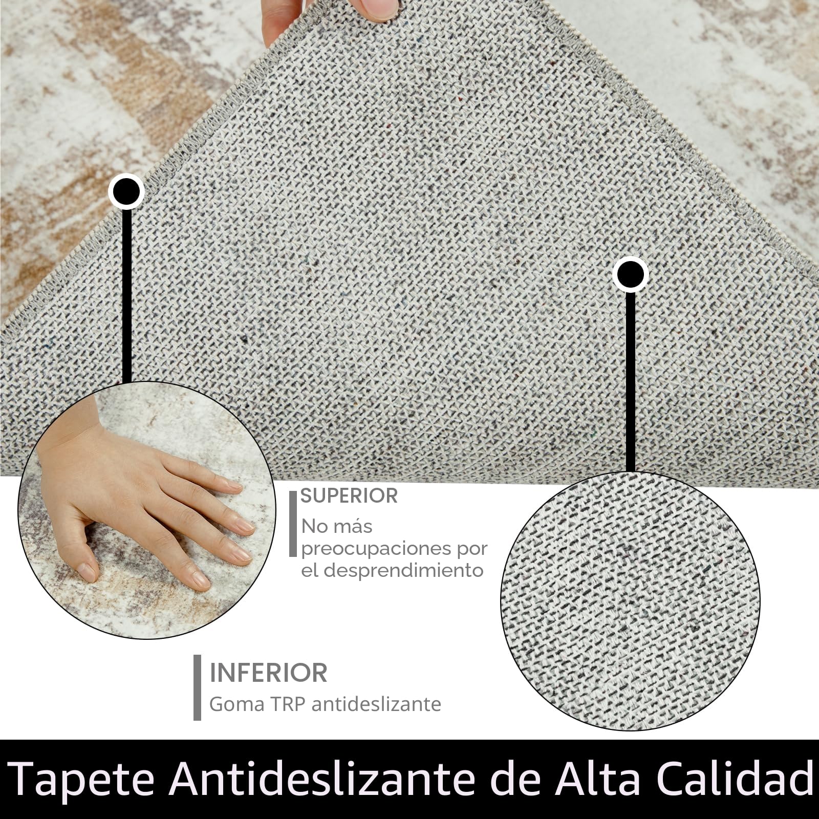 Famibay Alfombras Salón Grande 200x290cm Beige Marrón Alfombras de Habitación Lavables Alfombra Dormitorio Pelo Corto Suave Abstracta Moderna Antideslizante para Salón Dormitorio Comedor