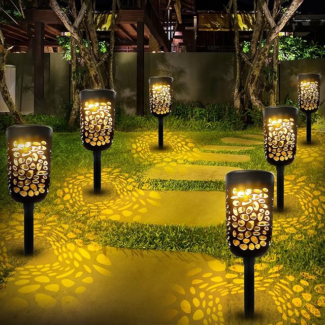 Chipark Solar Lights Outdoor, 6 Pack Garden Lights Solar Powered Stake Light Waterproof Path Lights Outside Ornaments Auto On/Off LED Decorative Landscape Lighting for Patio Lawn Yard Ground Backyard