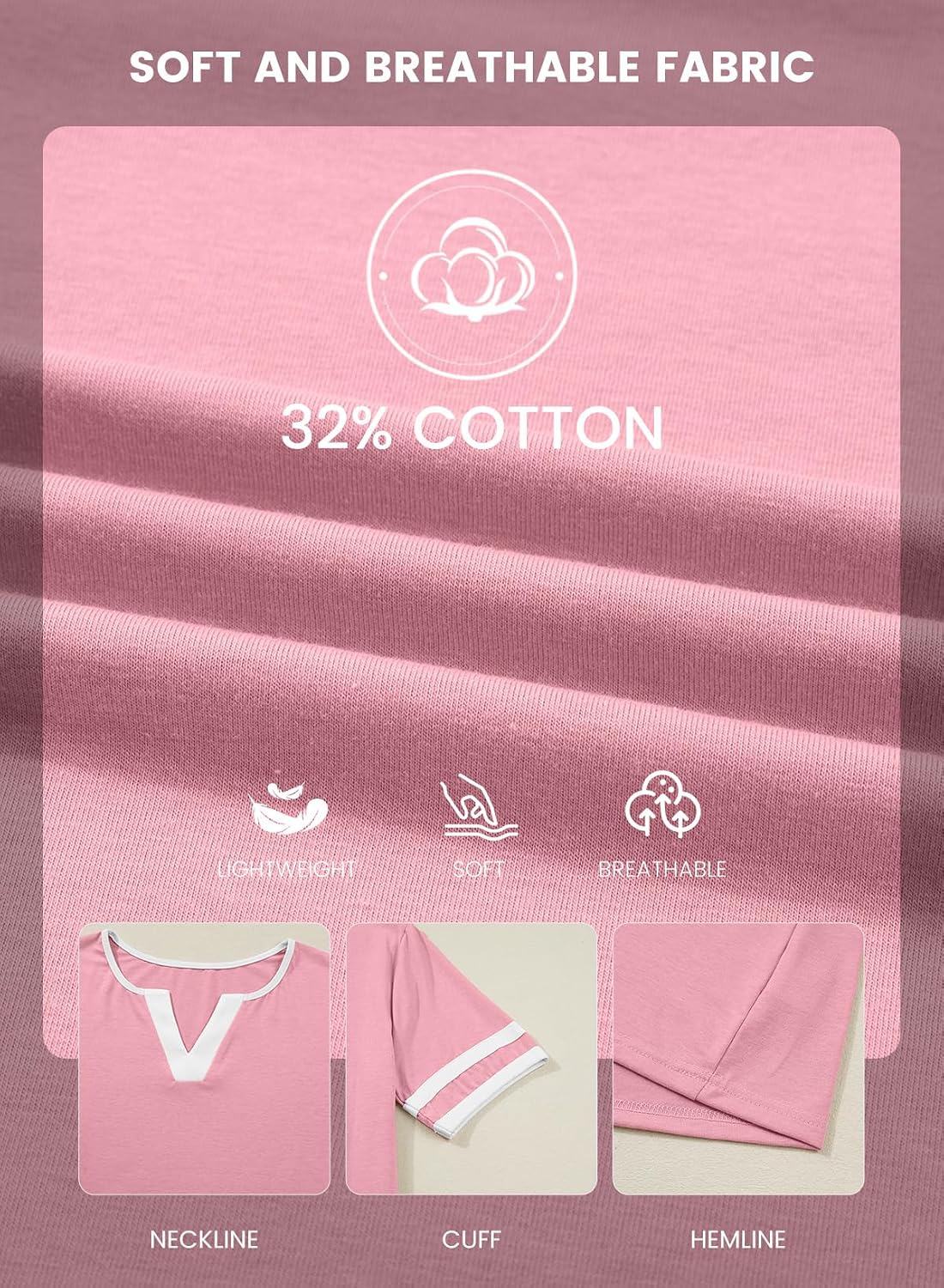 SHEWIN Women's Summer Tops Cotton V Neck Short Sleeve T-Shirts Colorblock Casual Tees 2026 Clothes