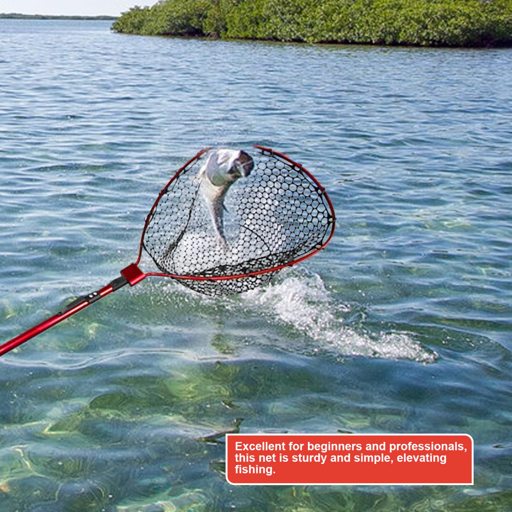 48 Rete da pesca in silicone pieghevole telescopica, guadino in alluminio con manico EVA