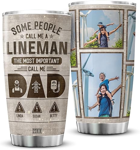 ZOXIX Vaso de café con texto en inglés Some People Call Me A Lineman para papá, taza personalizada con imagen y línea de texto, regalo para el